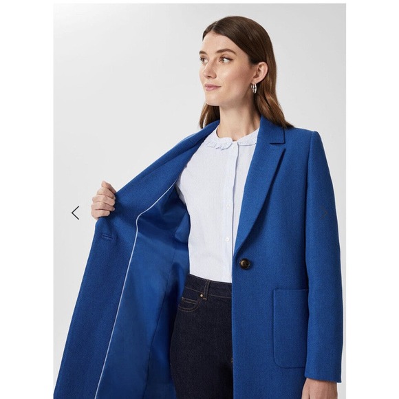Hobbs Corina coat azure blue size 2 Wool Blend NWT - Picture 3 of 16